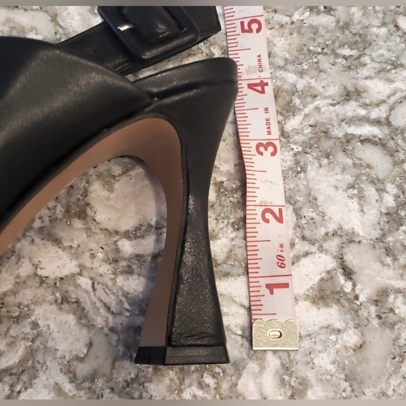NEW Vince Camuto Releen Flare Heel Black Leather Slingback Square Toe Pumps - Picture 8 of 11